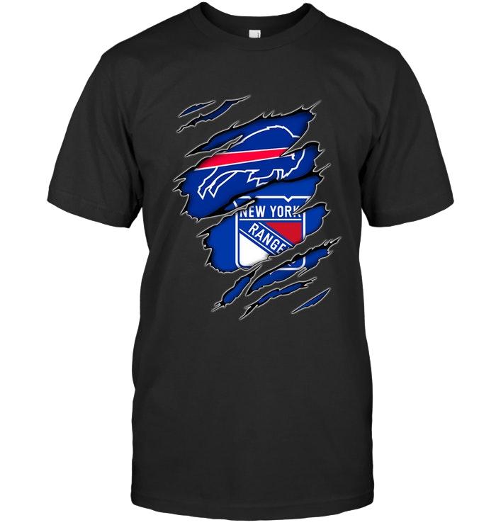 Nfl Buffalo Bills And New York Rangers Layer Under Ripped Shirt Long Sleeve Size Up To 5xl