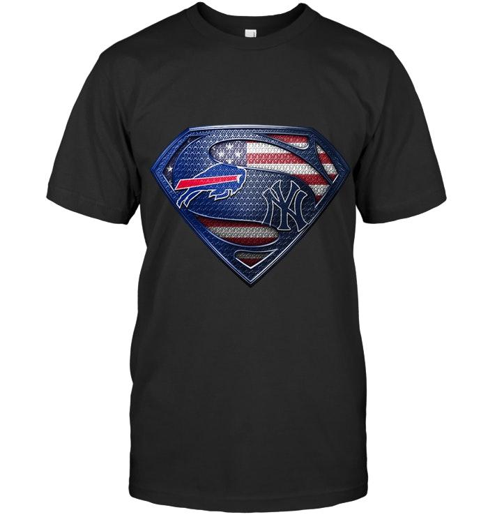 Nfl Buffalo Bills And New York Yankees Superman American Flag Layer Shirt Plus Size Up To 5xl