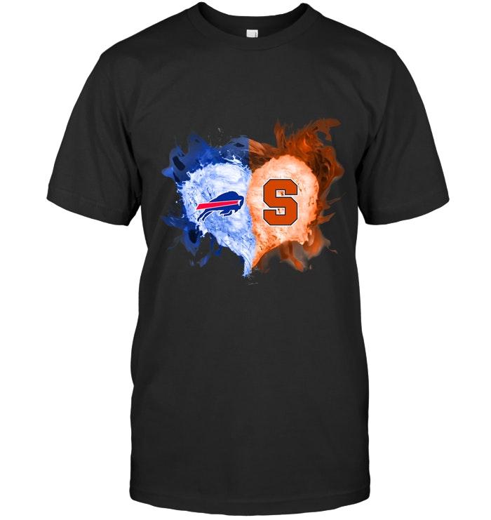 Nfl Buffalo Bills And Syracuse Orange Flaming Heart Fan T Shirt Plus Size Up To 5xl