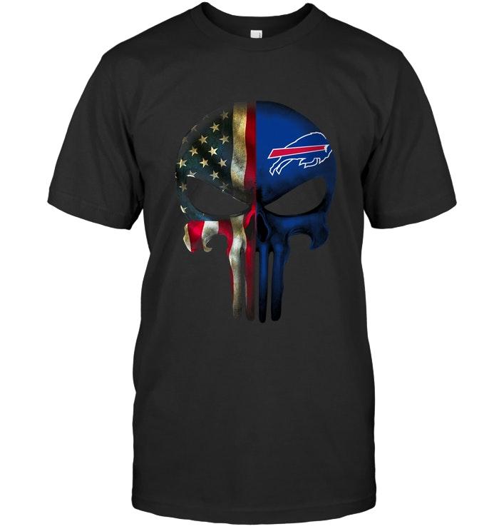 Nfl Buffalo Bills Skull American Flag Shirt Long Sleeve Plus Size Up To 5xl