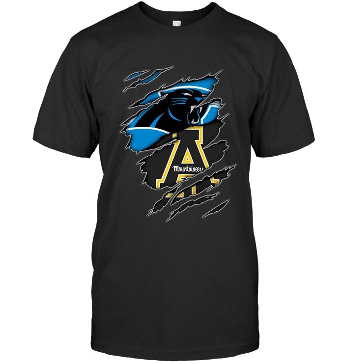 Nfl Carolina Panthers And Appalachian State Mountaineers Layer Under Ripped Shirt Shirt Plus Size Up To 5xl