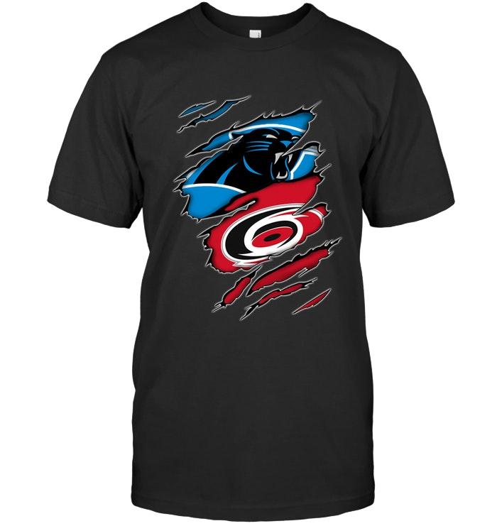 Nfl Carolina Panthers And Carolina Hurricanes Layer Under Ripped Shirt Size Up To 5xl