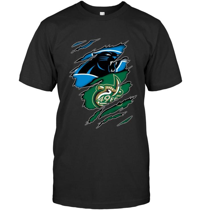 Nfl Carolina Panthers And Charlotte 49ers Layer Under Ripped Shirt Size Up To 5xl