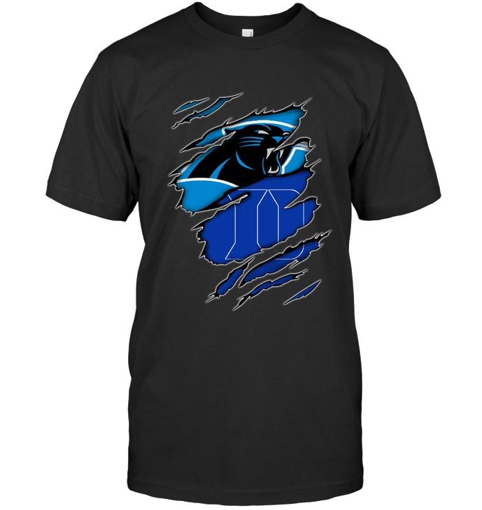 Nfl Carolina Panthers And Duke Blue Devils Layer Under Ripped Shirt Tshirt Plus Size Up To 5xl