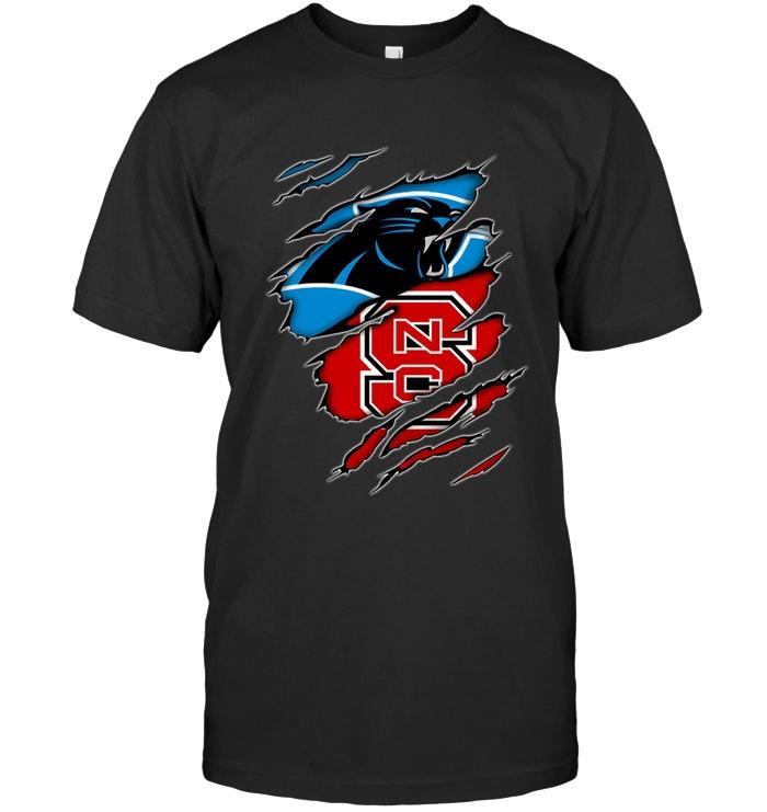 Nfl Carolina Panthers And Nc State Wolfpack Layer Under Ripped Shirt Shirt Size Up To 5xl