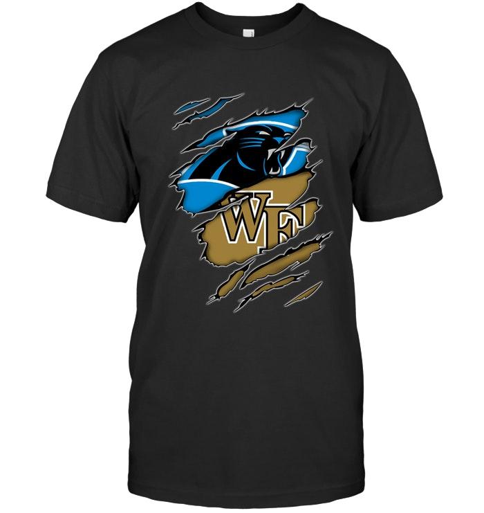 Nfl Carolina Panthers And Wake Forest Demon Deacons Layer Under Ripped Shirt Sweater Size Up To 5xl