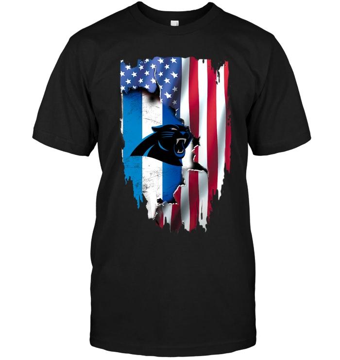 Nfl Carolina Panthers Flag Ripped American Flag Shirt Plus Size Up To 5xl