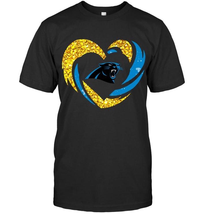 Nfl Carolina Panthers Heart Love Golden Glitter Pattern Hurricane Shirt Sweater Plus Size Up To 5xl