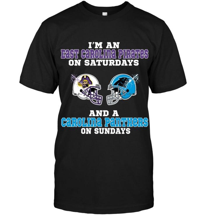 Nfl Carolina Panthers Im East Carolina Pirates On Saturdays And Carolina Panthers On Sundays Shirt Plus Size Up To 5xl