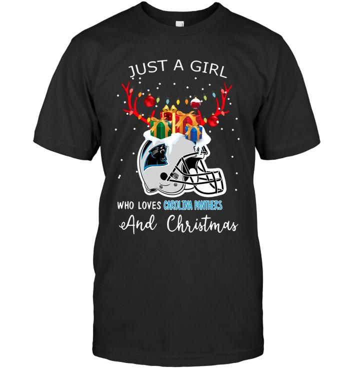 Nfl Carolina Panthers Just A Girl Who Love Carolina Panthers And Christmas Fan Shirt Sweater Size Up To 5xl