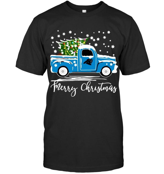 Nfl Carolina Panthers Merry Christmas Christmas Tree Truck T Shirt Tshirt Size Up To 5xl