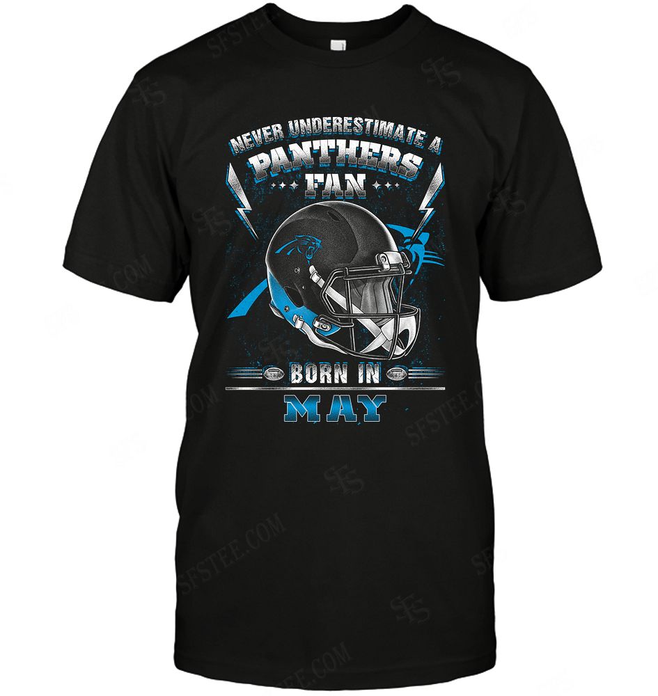 Nfl Carolina Panthers Never Underestimate Fan Born In May 2 Sweater Plus Size Up To 5xl