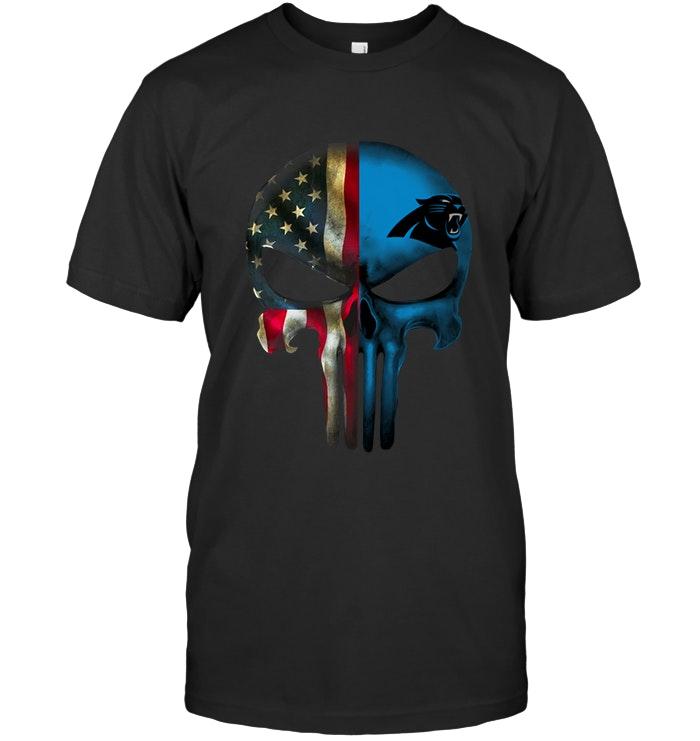 Nfl Carolina Panthers Skull American Flag Shirt Sweater Size Up To 5xl