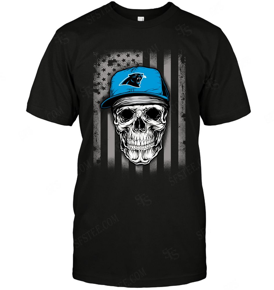 Nfl Carolina Panthers Skull Rock With Hat Size Up To 5xl