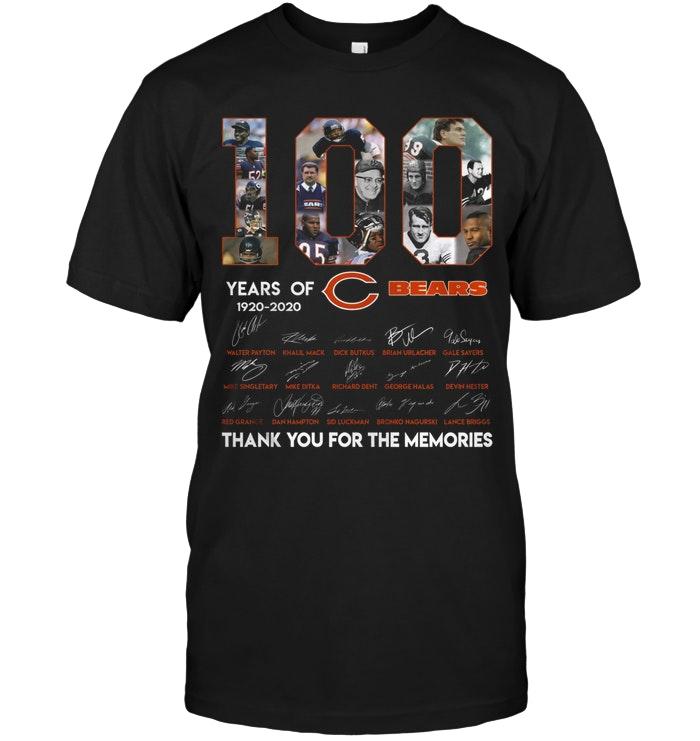 Nfl Chicago Bears 100 Years Of Chicago Bears Thank You For The Memories Shirt Long Sleeve Plus Size Up To 5xl