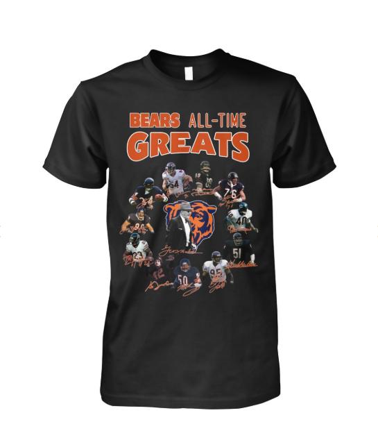 Nfl Chicago Bears All Time Greats Coach And Players Signatures T Shirt Long Sleeve Size Up To 5xl