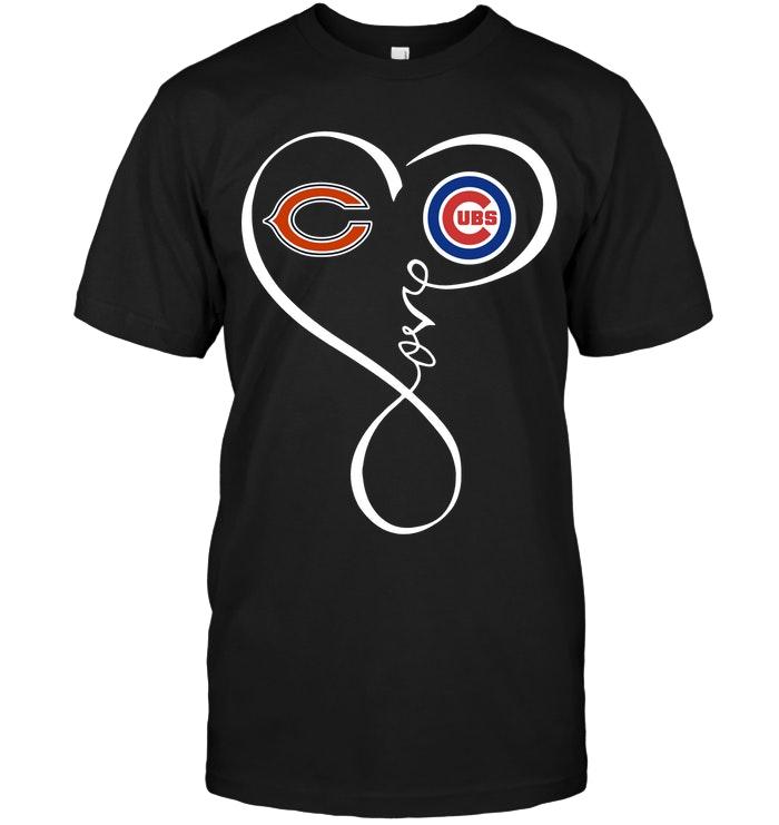 Nfl Chicago Bears Chicago Cubs Love Heart Shirt Long Sleeve Plus Size Up To 5xl