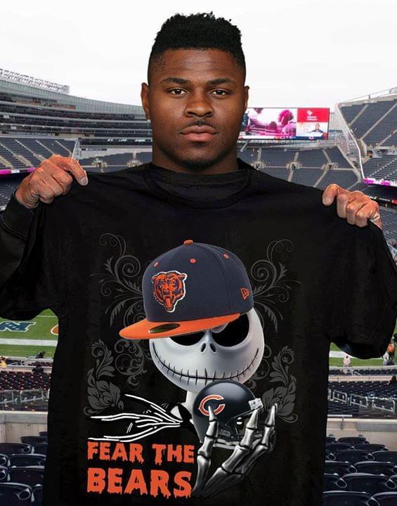 Nfl Chicago Bears Fear The Chicago Bears Jack Skellington Halloween T Shirt Tank Top Plus Size Up To 5xl