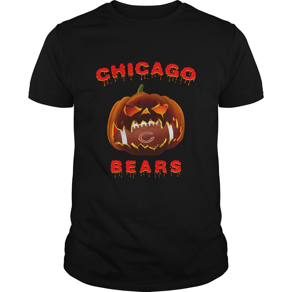 Nfl Chicago Bears Halloween Pumpkin Chicago Bears Nfl Tshirt Plus Size Up To 5xl