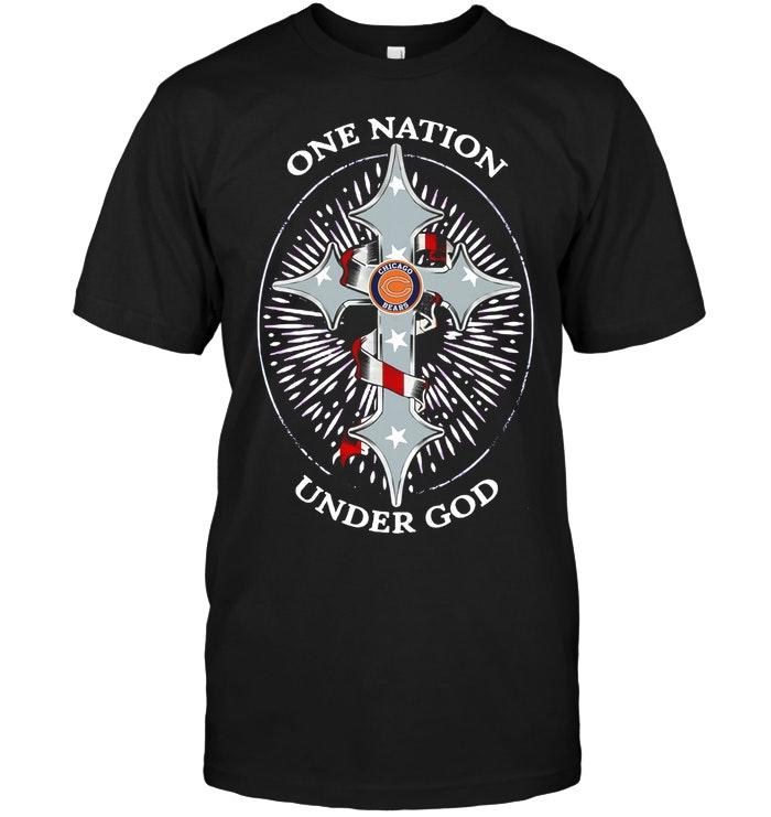 Nfl Chicago Bears One Nation Under God Chicago Bears Jesus Cross T Shirt White Tank Top Size Up To 5xl