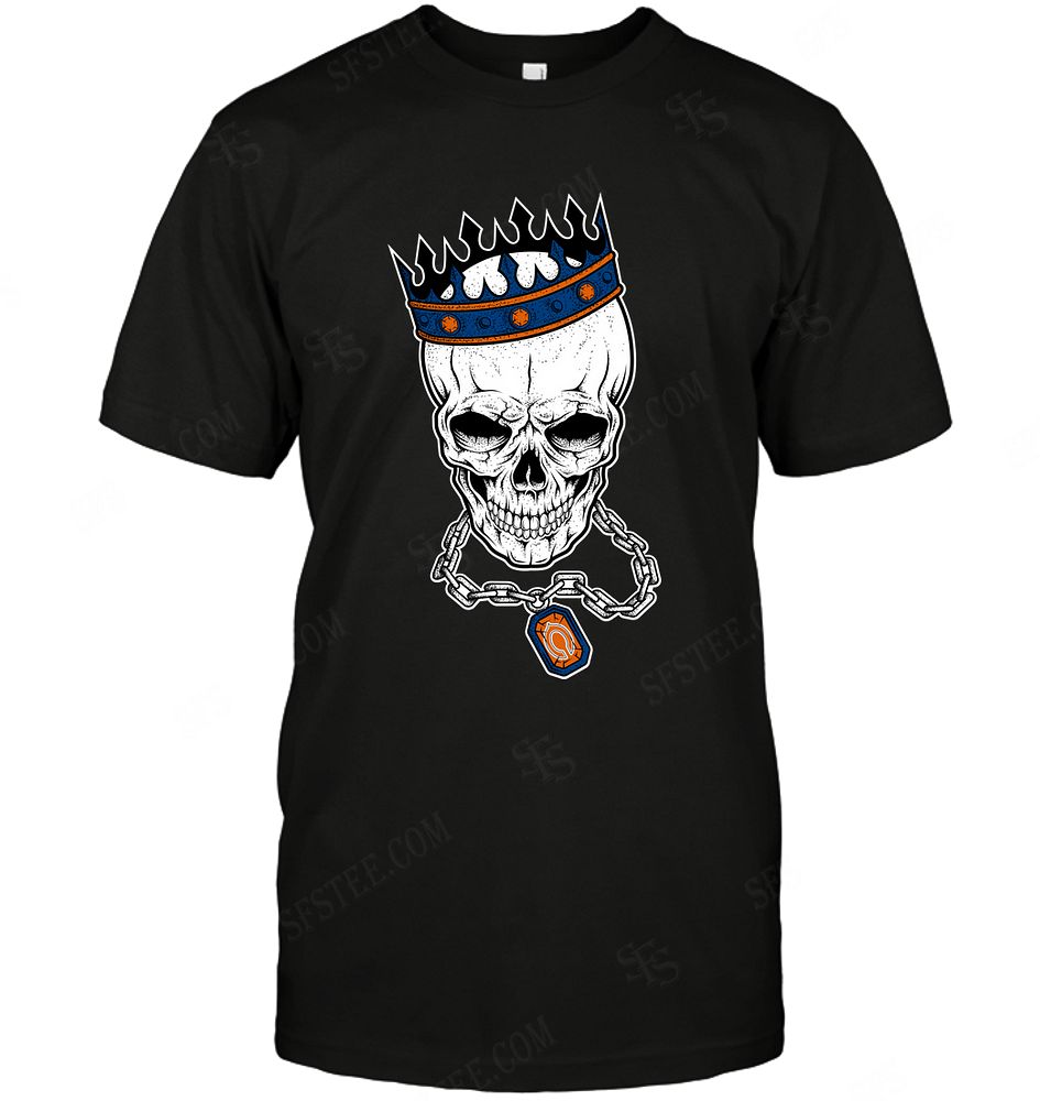 Nfl Chicago Bears Skull Rock With Crown Long Sleeve Plus Size Up To 5xl