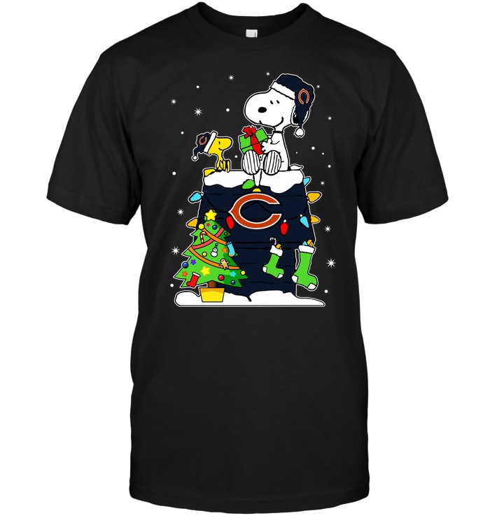 Nfl Chicago Bears Snoopy Woodstock Christmas Tshirt Plus Size Up To 5xl