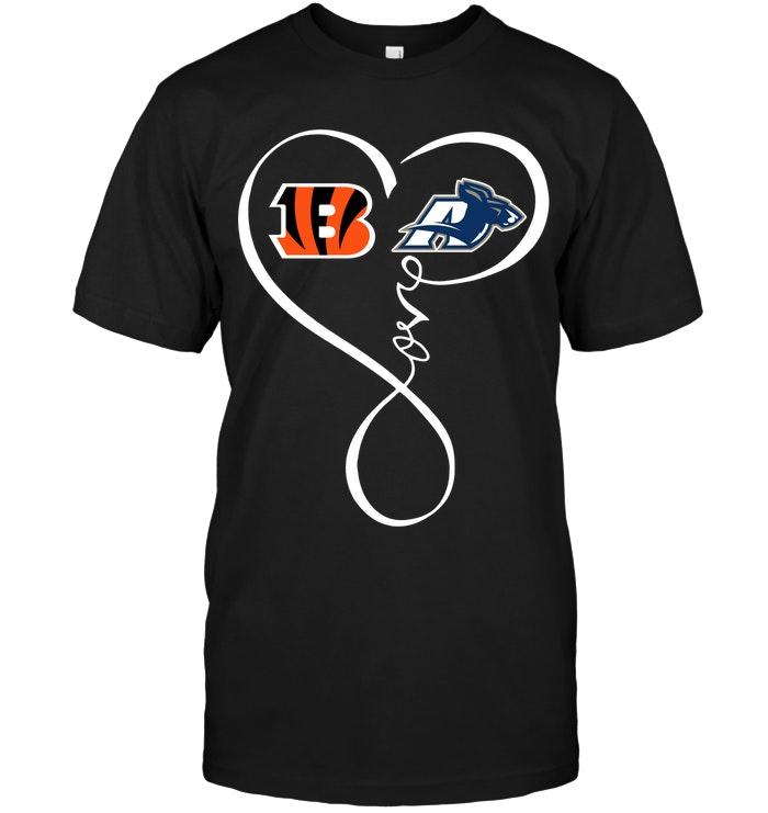 Nfl Cincinnati Bengals Akron Zips Love Heart Shirt Plus Size Up To 5xl