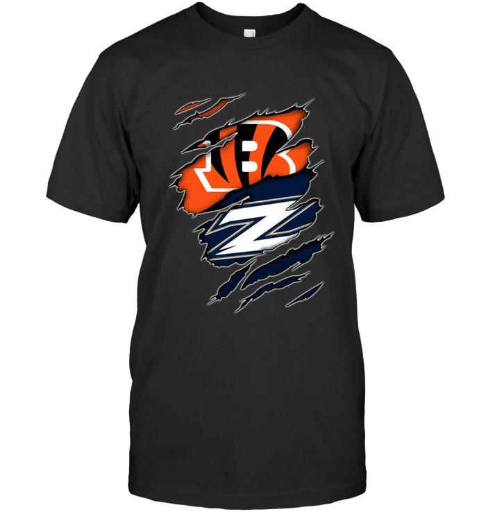 Nfl Cincinnati Bengals And Akron Zips Layer Under Ripped Shirt Hoodie Plus Size Up To 5xl