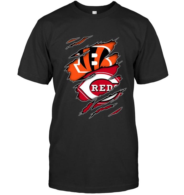 Nfl Cincinnati Bengals And Cincinnati Reds Layer Under Ripped Shirt Tank Top Size Up To 5xl