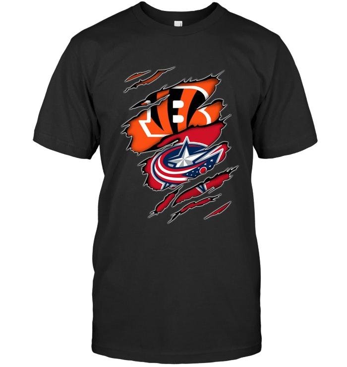 Nfl Cincinnati Bengals And Columbus Blue Jackets Layer Under Ripped Shirt Shirt Size Up To 5xl