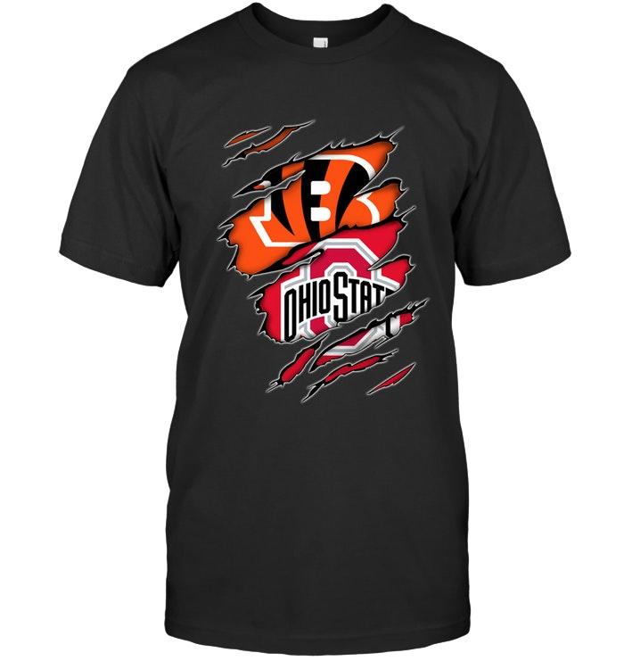 Nfl Cincinnati Bengals And Ohio State Buckeyes Layer Under Ripped Shirt Shirt Plus Size Up To 5xl