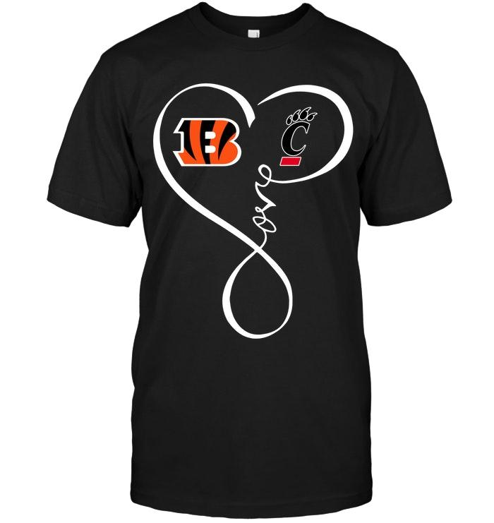 Nfl Cincinnati Bengals Cincinnati Bearcats Love Heart Shirt Size Up To 5xl