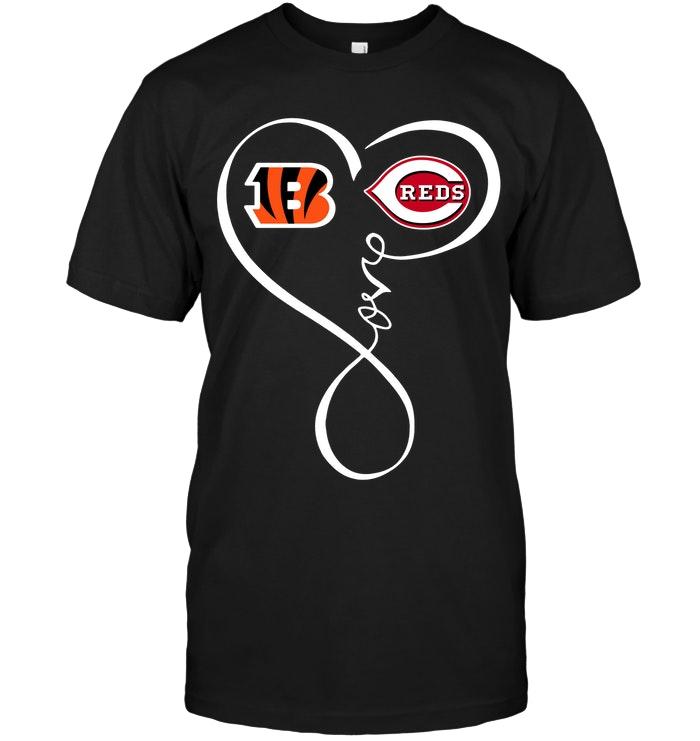 Nfl Cincinnati Bengals Cincinnati Reds Love Heart Shirt Long Sleeve Plus Size Up To 5xl