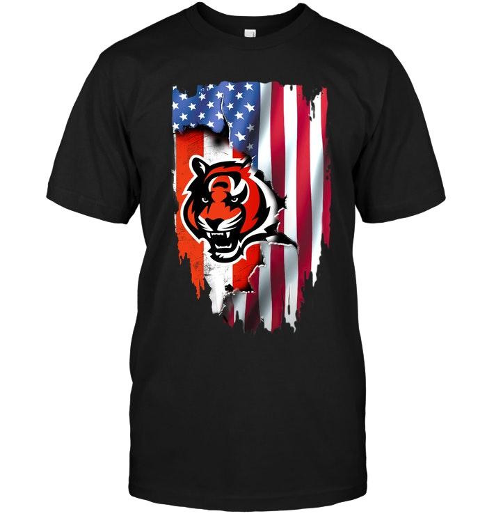 Nfl Cincinnati Bengals Flag Ripped American Flag Shirt Tank Top Plus Size Up To 5xl