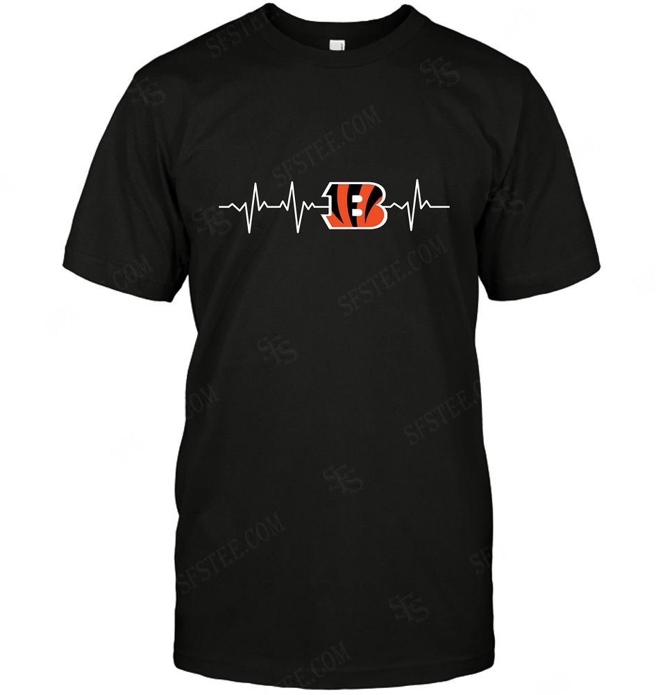 Nfl Cincinnati Bengals Heartbeat With Logo Long Sleeve Size Up To 5xl