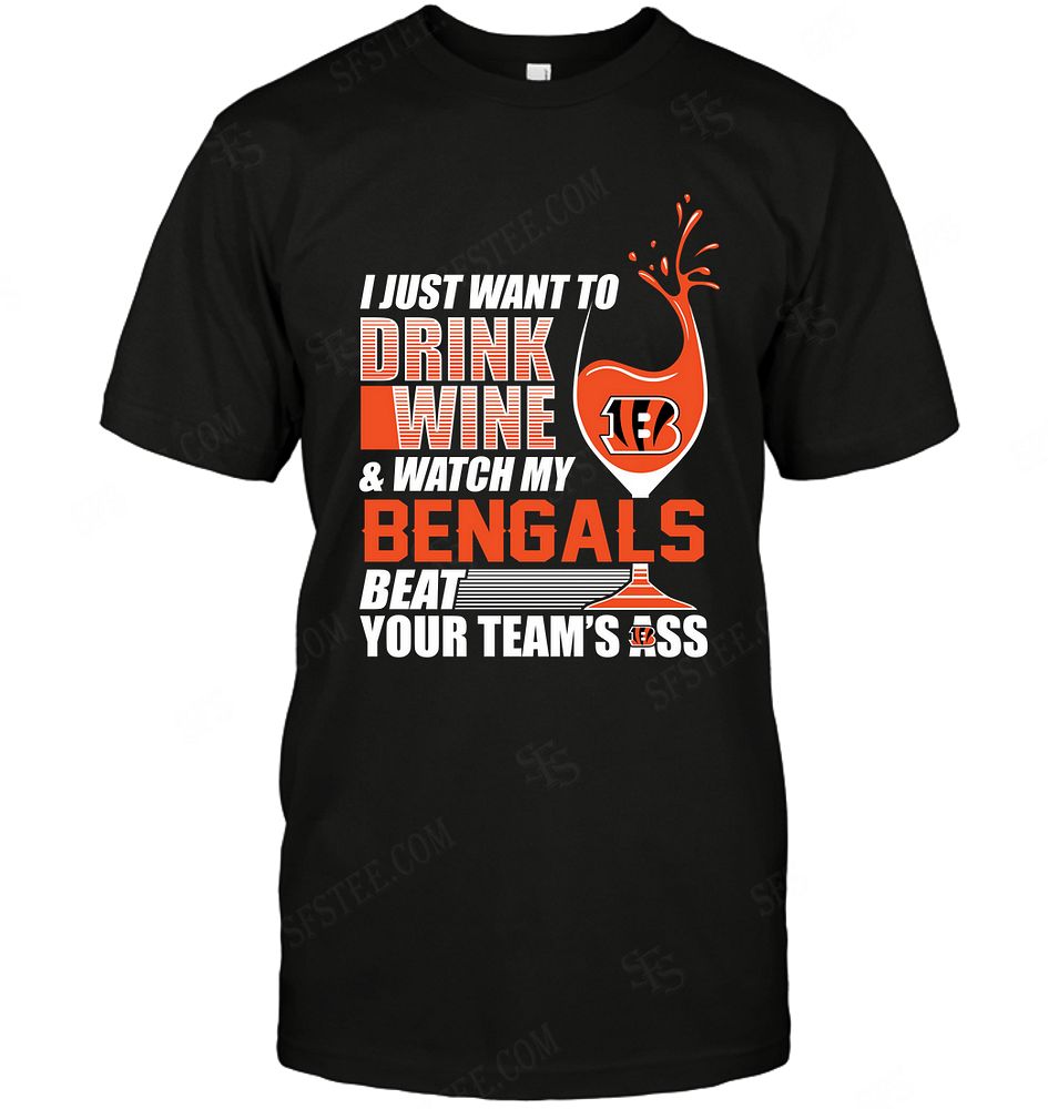 Nfl Cincinnati Bengals I Just Want To Drink Wine Long Sleeve Plus Size Up To 5xl