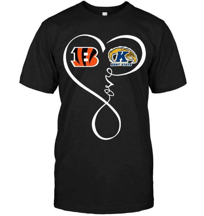 Nfl Cincinnati Bengals Kent State Golden Flashes Love Heart Shirt Tshirt Size Up To 5xl