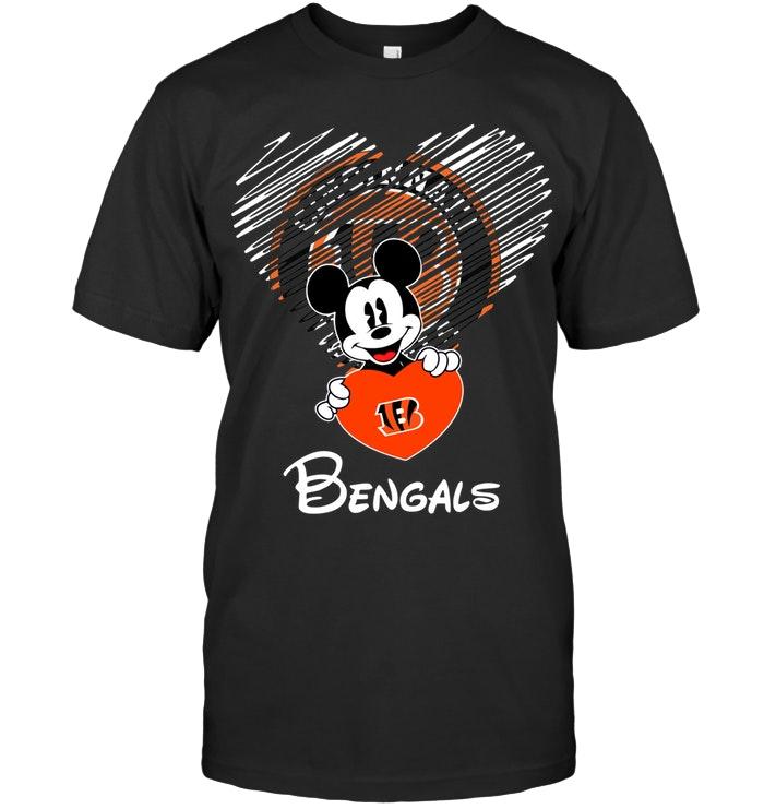 Nfl Cincinnati Bengals Mickey Loves Cincinnati Bengals Fan Shirt Hoodie Plus Size Up To 5xl