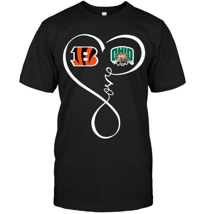 Nfl Cincinnati Bengals Ohio Bobcats Love Heart Shirt Long Sleeve Size Up To 5xl