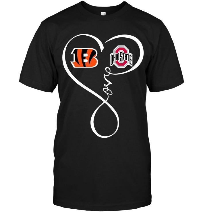 Nfl Cincinnati Bengals Ohio State Buckeyes Love Heart Shirt Shirt Plus Size Up To 5xl