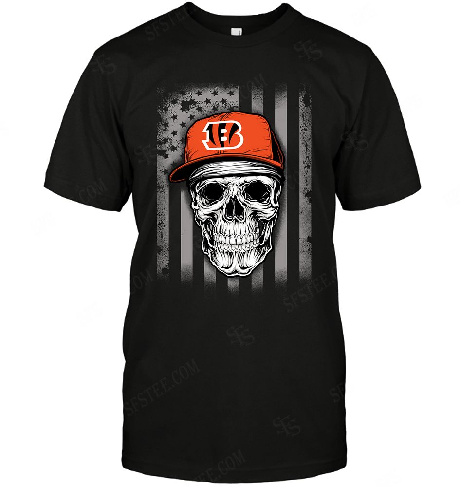 Nfl Cincinnati Bengals Skull Rock With Hat Shirt Size Up To 5xl