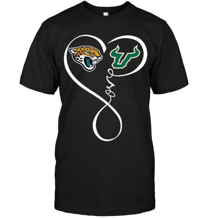 Nfl Jacksonville Jaguars South Florida Bulls Love Heart Shirt Tshirt Size Up To 5xl