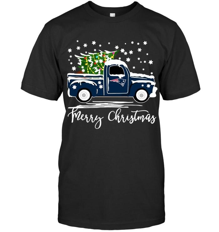 Nfl New England Patriots Merry Christmas Christmas Tree Truck T Shirt Black Hoodie Size Up To 5xl