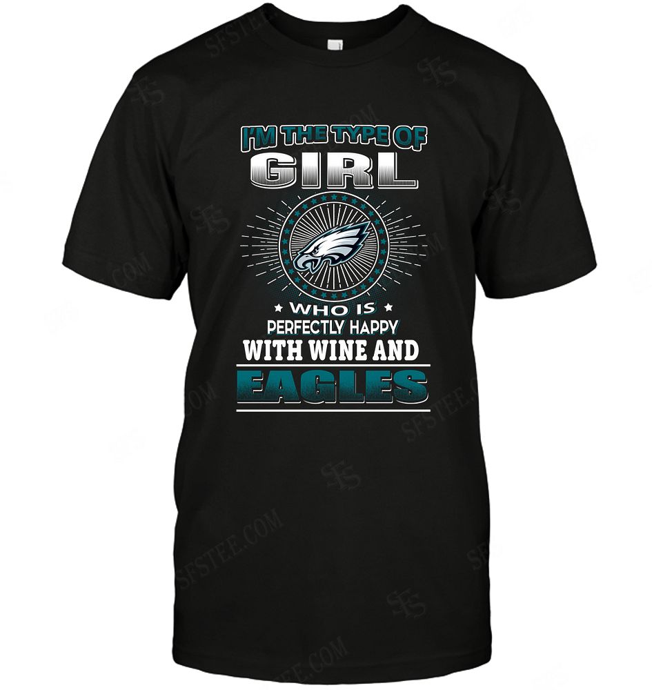 Nfl Philadelphia Eagles Girl Loves Wine Tshirt Size Up To 5xl