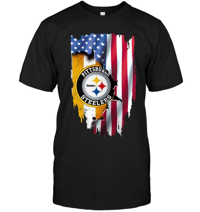 Nfl Pittsburgh Steelers Flag Ripped American Flag Shirt Black Tank Top Size Up To 5xl