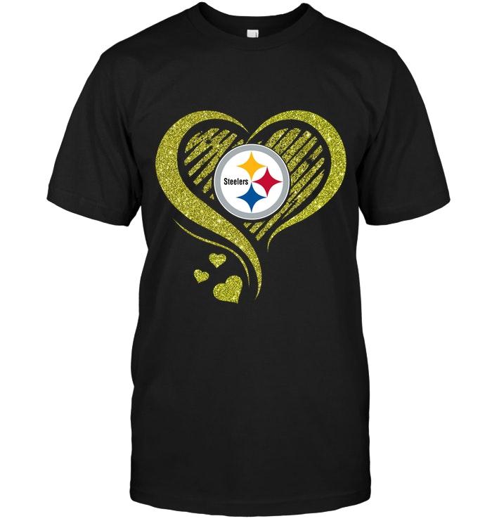 Nfl Pittsburgh Steelers Heart Glittering Shirt Black Sweater Plus Size Up To 5xl