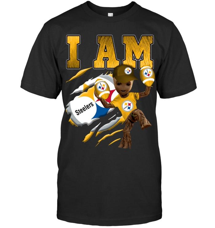 Nfl Pittsburgh Steelers I Am Groot Loves Pittsburgh Steelers Fan T Shirt Long Sleeve Plus Size Up To 5xl