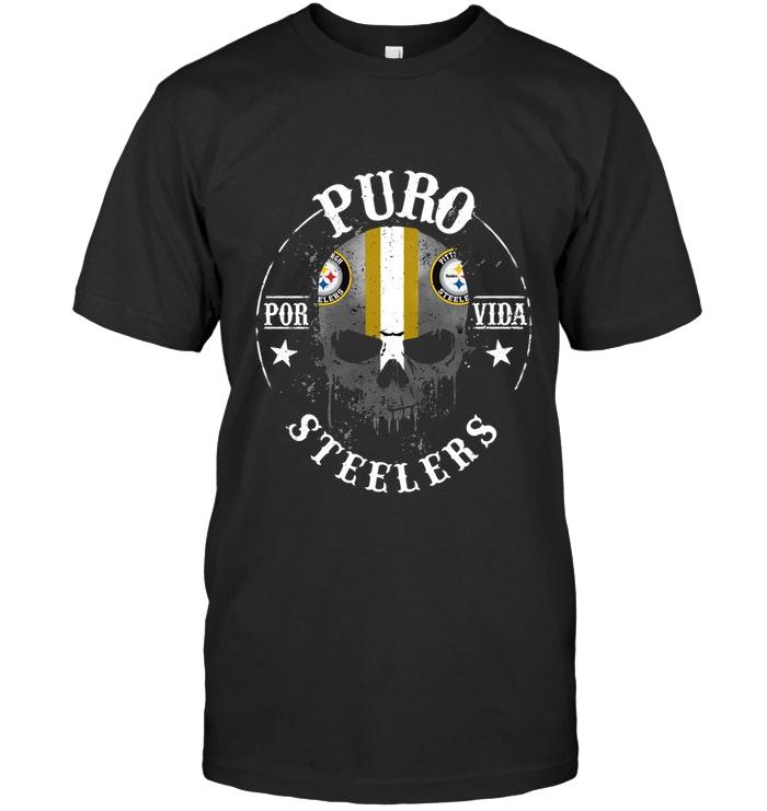 Nfl Pittsburgh Steelers Puro Pittsburgh Steelers Por Vida Fan Shirt Black Tshirt Plus Size Up To 5xl