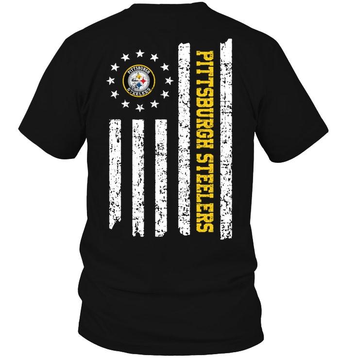 Nfl Pittsburgh Steelers Star American Flag On Back Shirt Tank Top Plus Size Up To 5xl