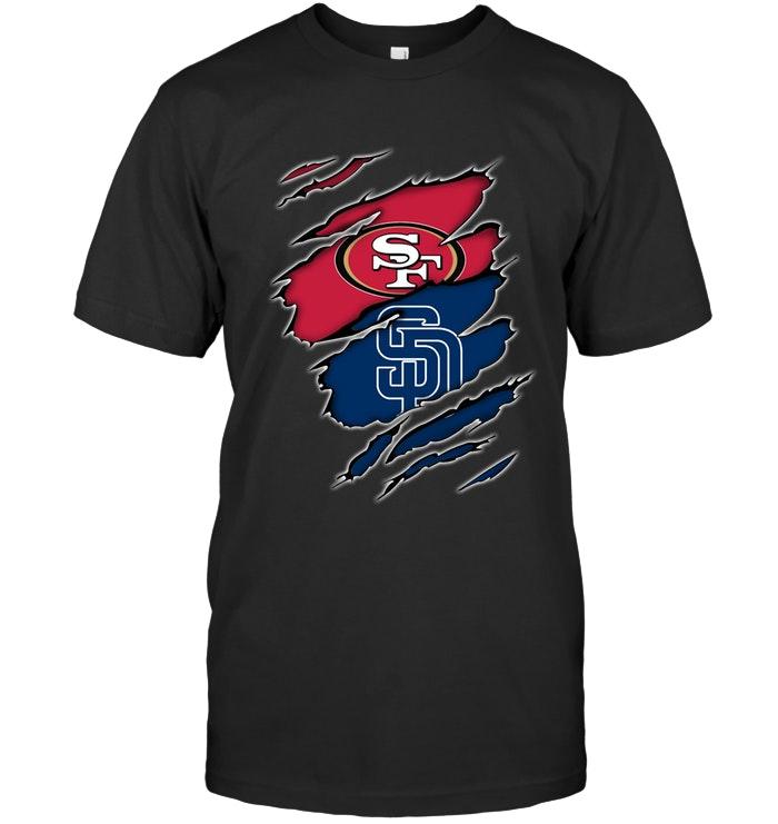 Nfl San Francisco 49ers And San Diego Padres Layer Under Ripped Shirt Tshirt Size Up To 5xl